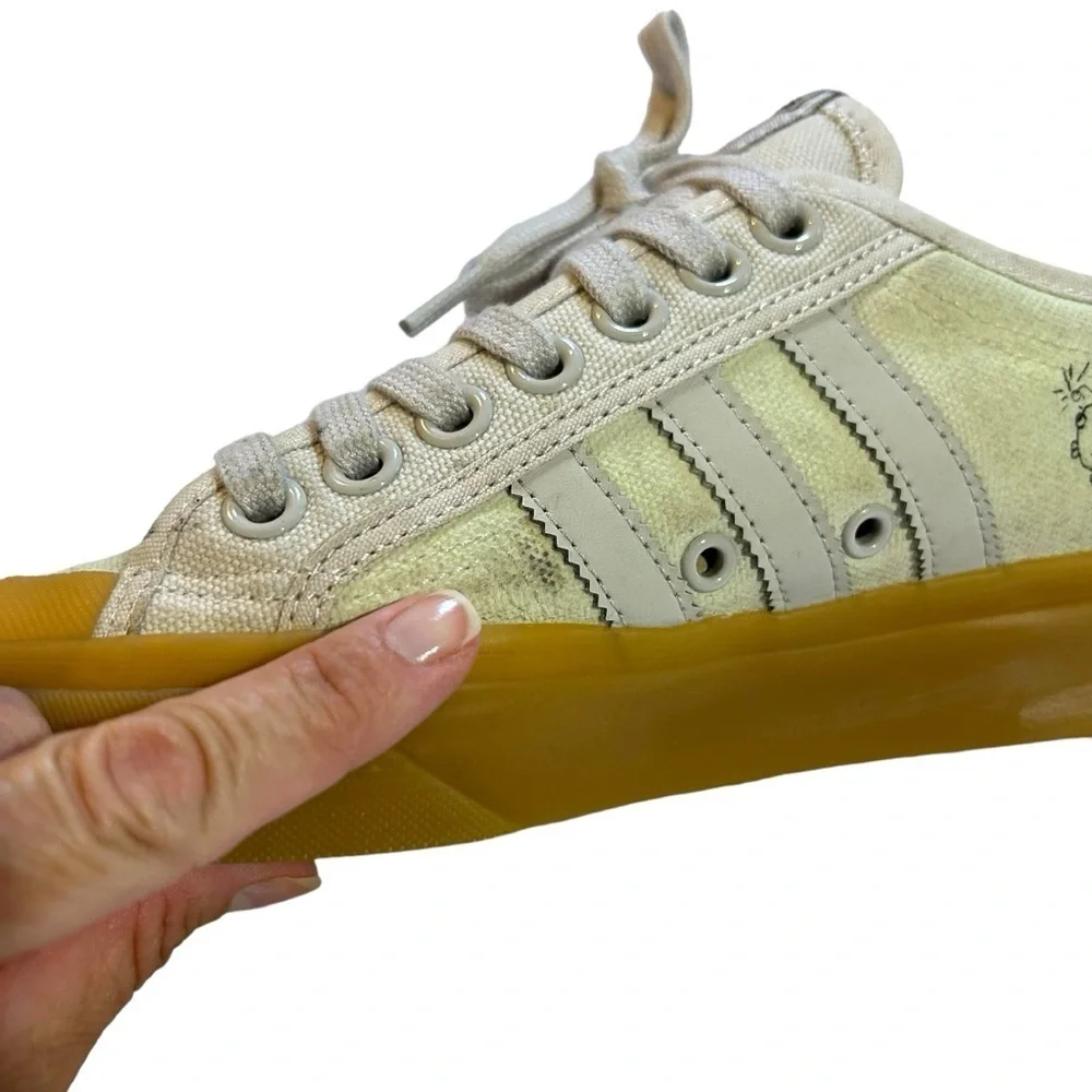Adidas Nizza Platform Shoes Rare Unique Lemony Cream Color w/ Music Graphics